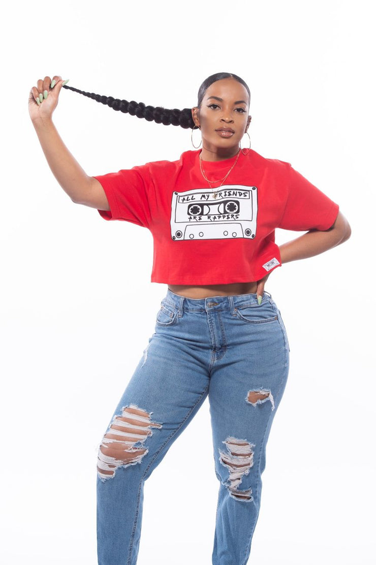 Red Classic Logo Crop Top | All My Friends Are Rappers